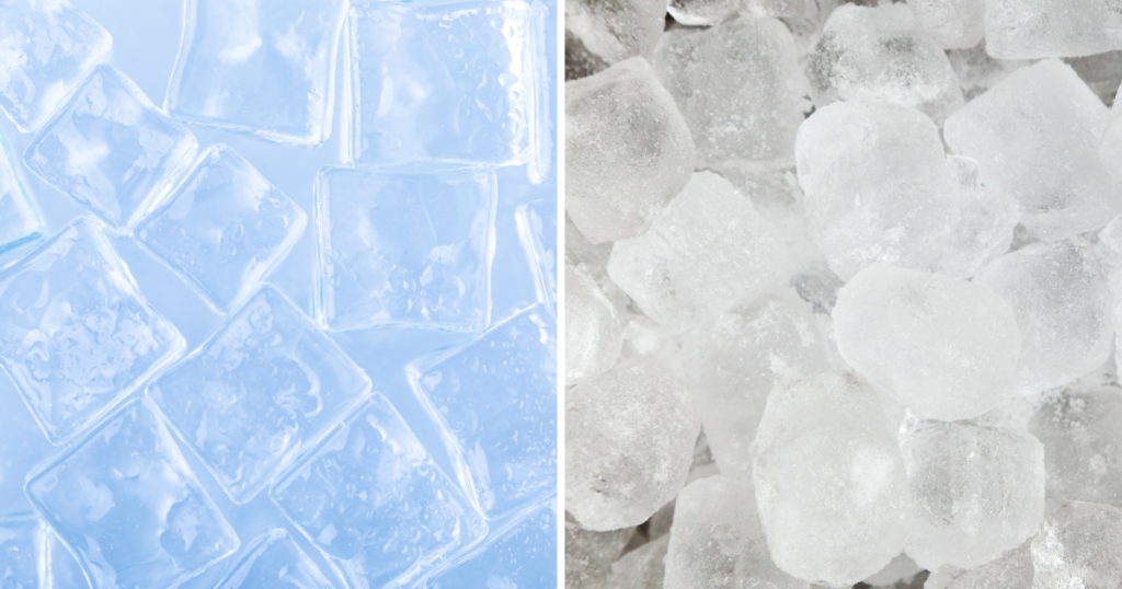 Clear ice vs cloudy ice comparison
